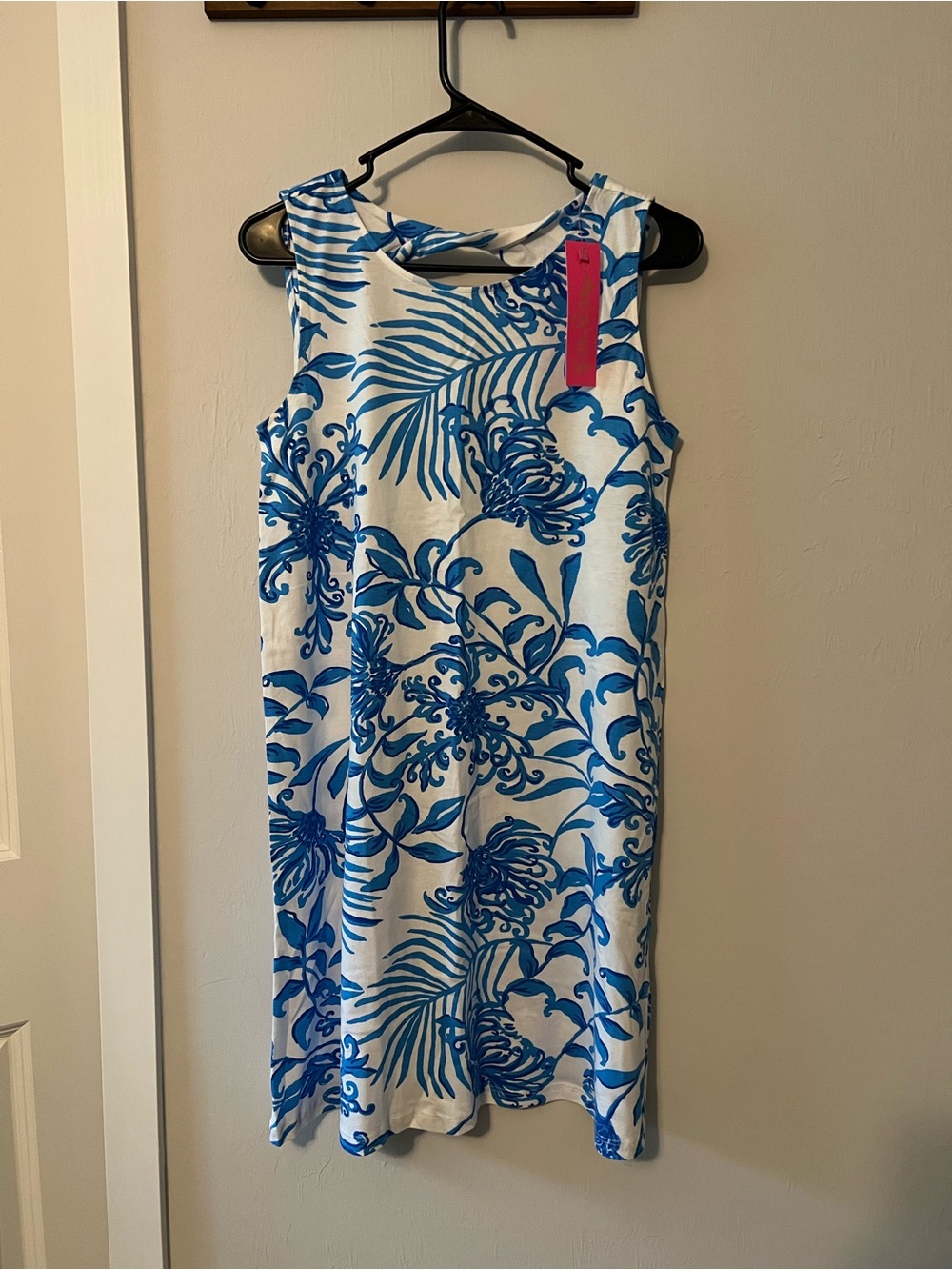 Lilly Pulitzer Blue and White Sleeveless Floral Shift Dress